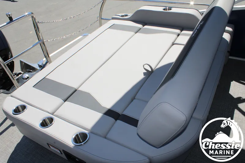 Slide: The Image of 2026 Barletta ARIA 22UC pontoon boat with lounge area and cup holders. - 18