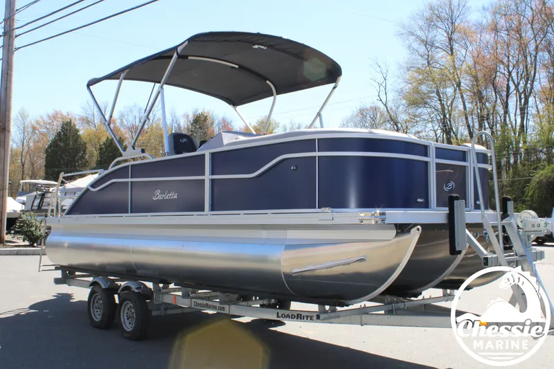 Slide: The Image of 2026 Barletta ARIA 22UC pontoon boat on trailer. - 7