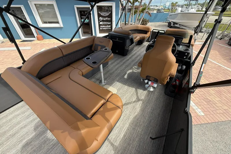 Slide: The Image of Luxurious interior of 2026 Bennington 24 M Fish and Cruise pontoon boat. - 7