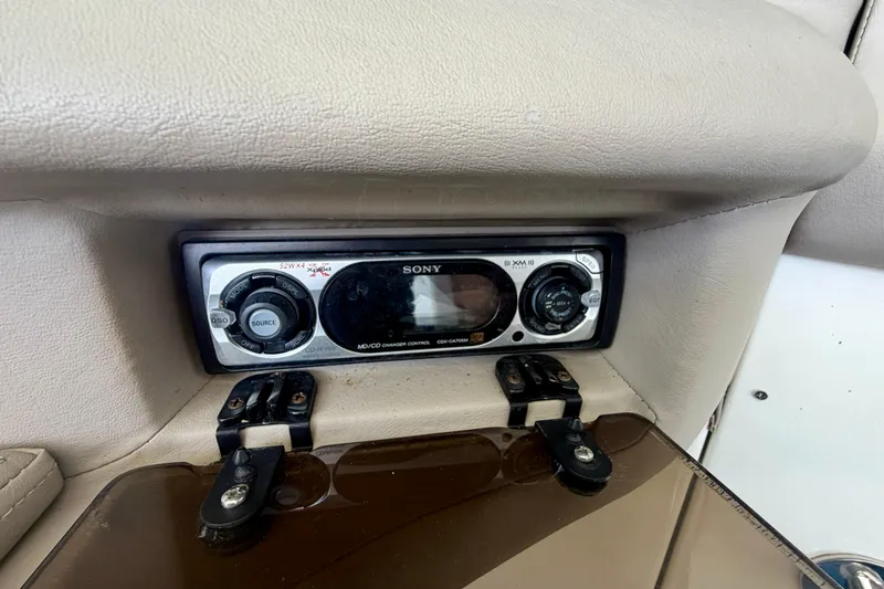 Slide: The Image of Sony stereo system in a 2003 Cobalt 282 boat dashboard. - 19