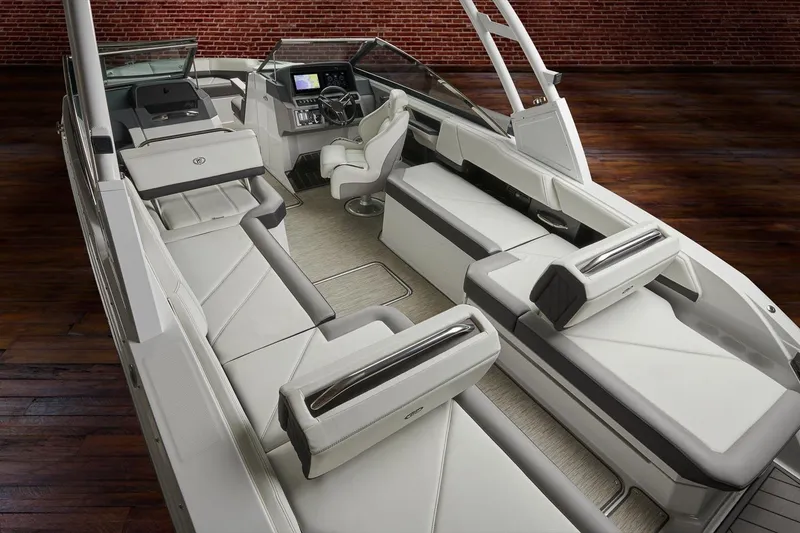 Slide: The Image of 2026 Cobalt R6 Outboard boat interior with luxurious seating and modern dashboard. - 5