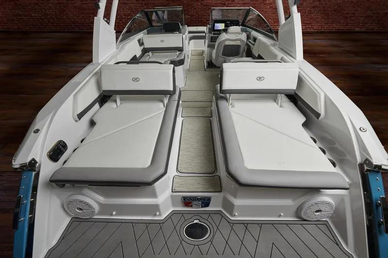 Slide: The Image of 2026 Cobalt R6 Outboard boat interior with sleek seating and modern design. - 6