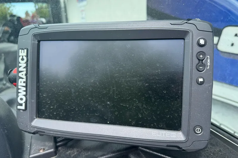Slide: The Image of Lowrance Elite fish finder on 2019 Lund 1675 Adventure Sport boat dashboard. - 14