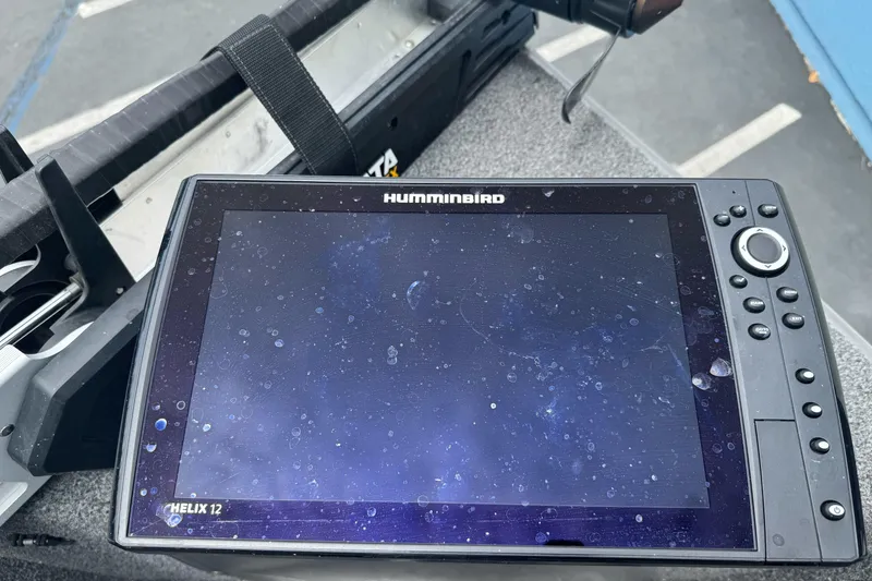 Slide: The Image of Humminbird Helix 12 fish finder on a 2019 Lund 1675 Adventure Sport boat. - 22