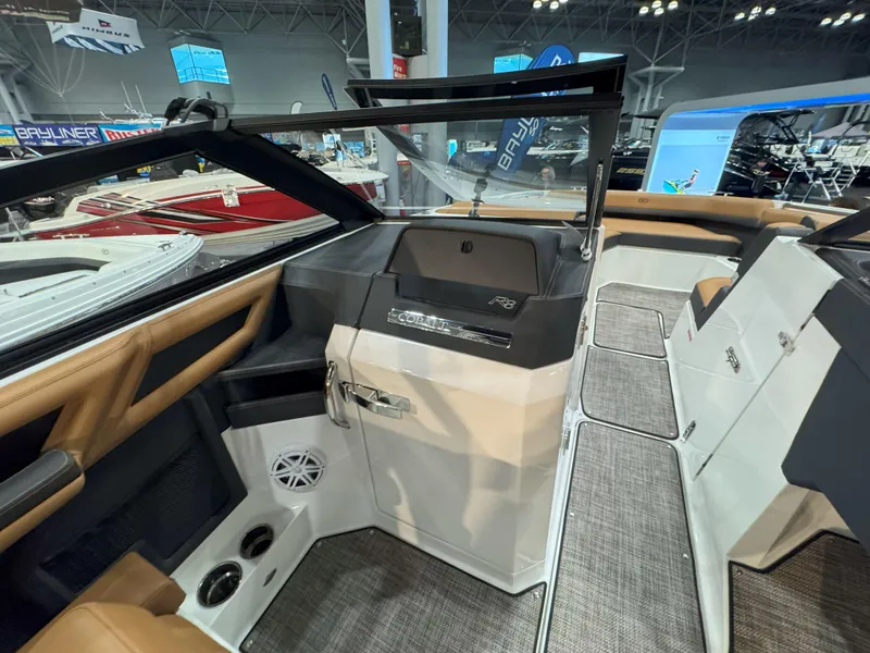 Slide: The Image of 2025 Cobalt R8 Outboard boat interior with modern design and luxurious seating. - 13