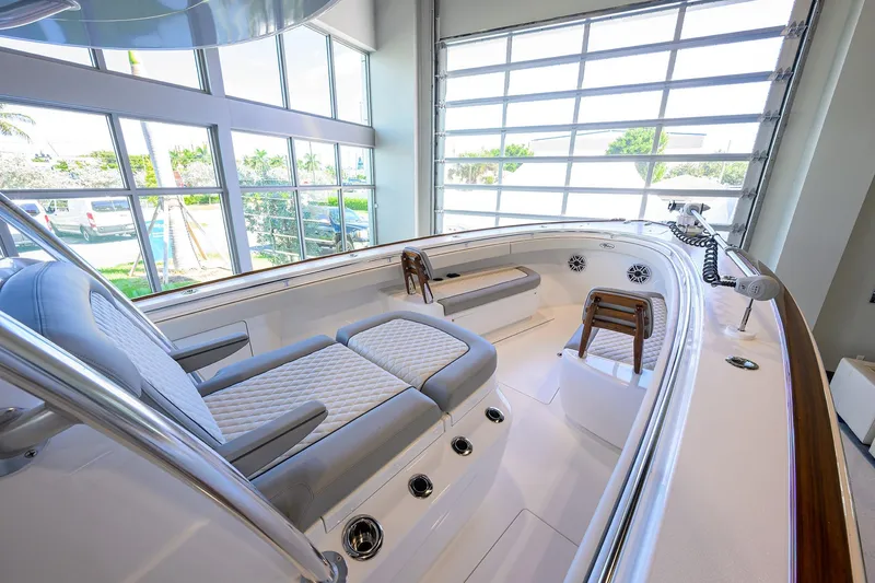 Slide: The Image of 2025 Valhalla Boatworks V-37 interior with luxurious seating and modern design. - 14