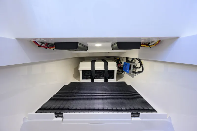 Slide: The Image of Interior view of 2025 Valhalla Boatworks V-37, showcasing electrical components and wiring. - 35