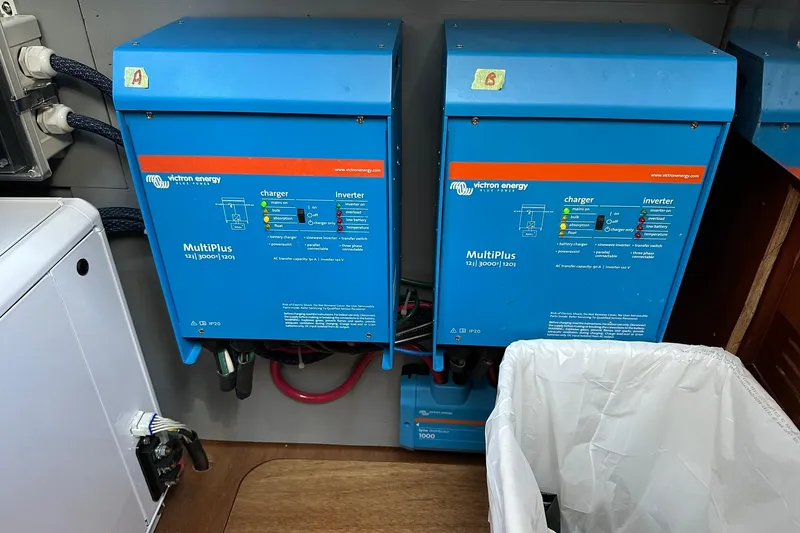 Slide: The Image of Victron Energy MultiPlus inverters on a 2000 Beneteau 50 yacht. - 33