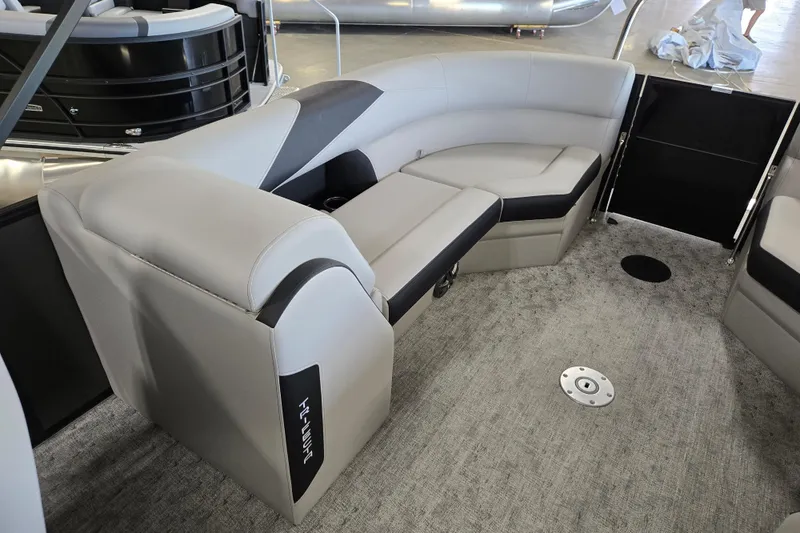 Slide: The Image of Luxurious seating area on the 2026 Trifecta 24RF LE 2.75 pontoon boat. - 14