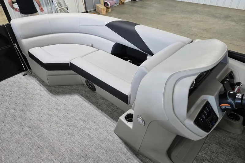Slide: The Image of 2026 Trifecta 24RF LE 2.75 boat interior with modern seating and control panel. - 5
