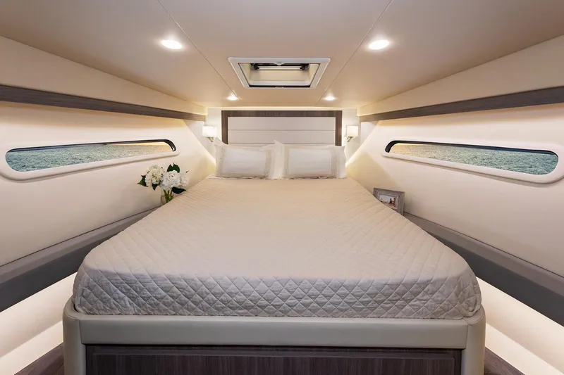 Slide: The Image of Manufacturer Provided Image: Luxurious bedroom interior of 2022 Regal 38 XO yacht with modern design. - 14