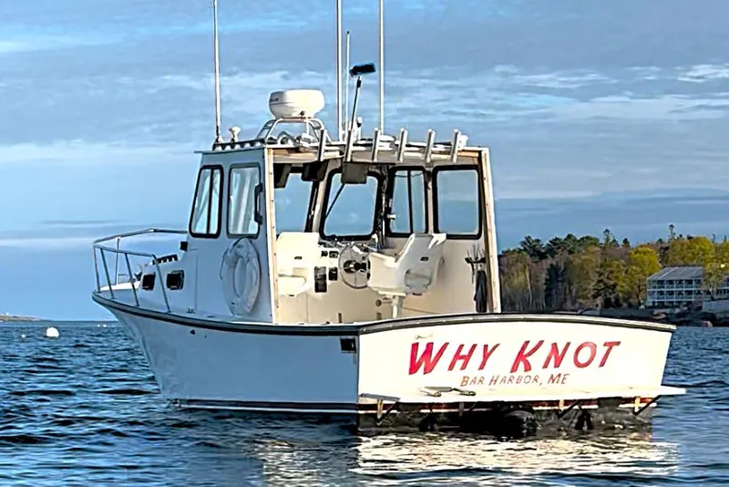 Slide: The Image of A 2001 Eastern Lobsterman 27 boat named "Why Knot" in Bar Harbor, ME waters. - 3