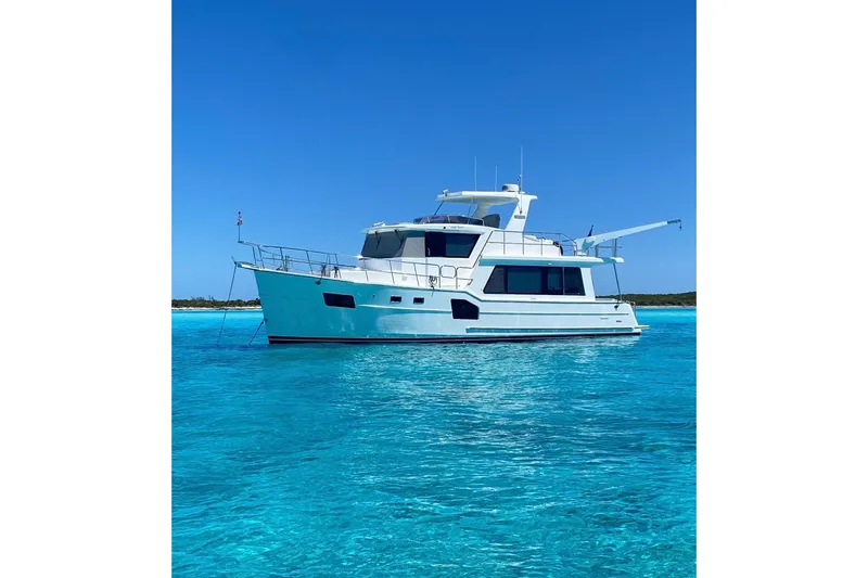 The Image of 2023 North Pacific 49 Euro yacht on clear blue water under a bright sky. - 0
