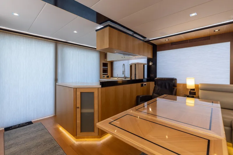 Slide: The Image of Luxurious interior of 2023 North Pacific 49 Euro yacht with modern furnishings and elegant design. - 9