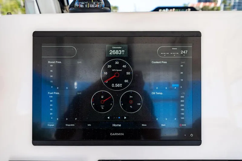 Slide: The Image of Garmin display on Everglades 355 Center Console 2019 boat. - 19
