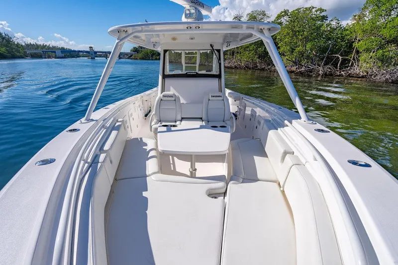 Slide: The Image of 2019 Everglades 355 Center Console on calm waters. - 28