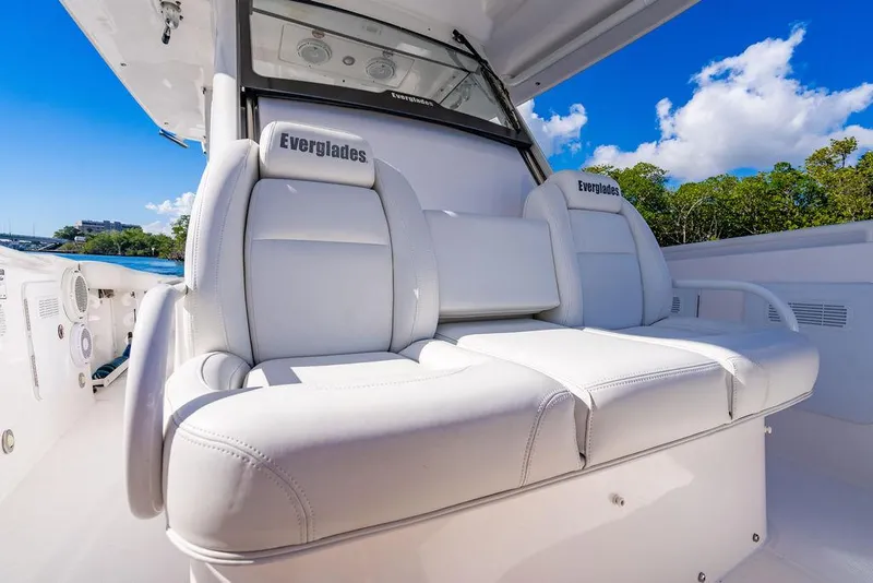Slide: The Image of Luxurious seating on Everglades 355 Center Console boat, 2019 model. - 30