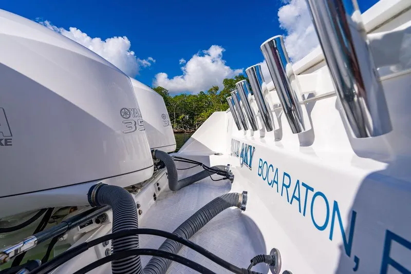 Slide: The Image of Everglades 355 Center Console boat, 2019, with outboard engines, Boca Raton. - 34