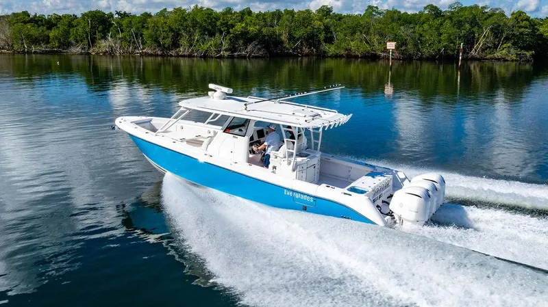 Slide: The Image of 2019 Everglades 355 Center Console on calm waters. - 4
