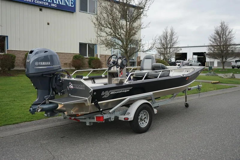 Slide: The Image of 2021 Wooldridge 16 Alaskan LT boat on trailer with Yamaha outboard motor. - 3