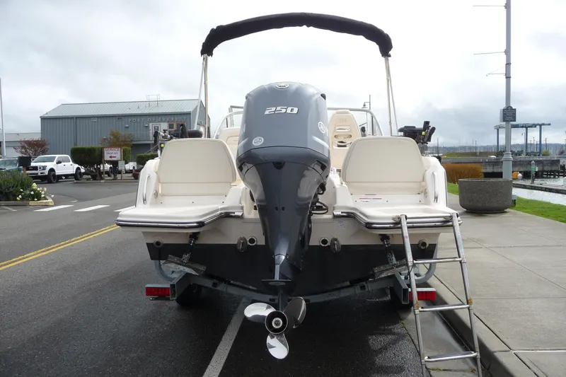 Slide: The Image of 2021 Grady-White Freedom 215 boat with outboard motor at dockside. - 6