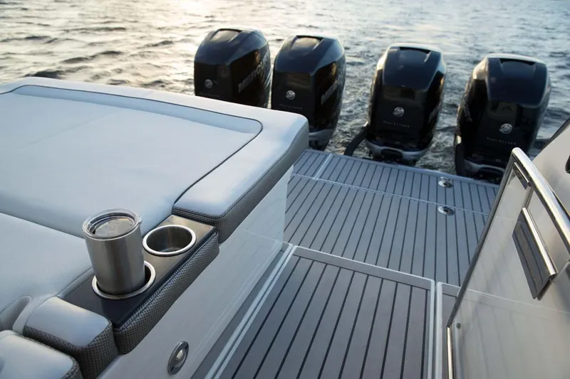 Slide: The Image of Manufacturer Provided Image: 2019 Formula 430 Super Sport Crossover boat with quad outboard engines. - 17