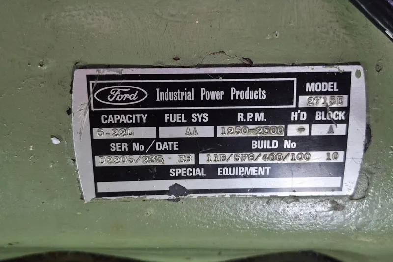 Slide: The Image of Engine compartment of a 1983 Grand Banks 42 Motoryacht with Lehman diesel engine. - 58