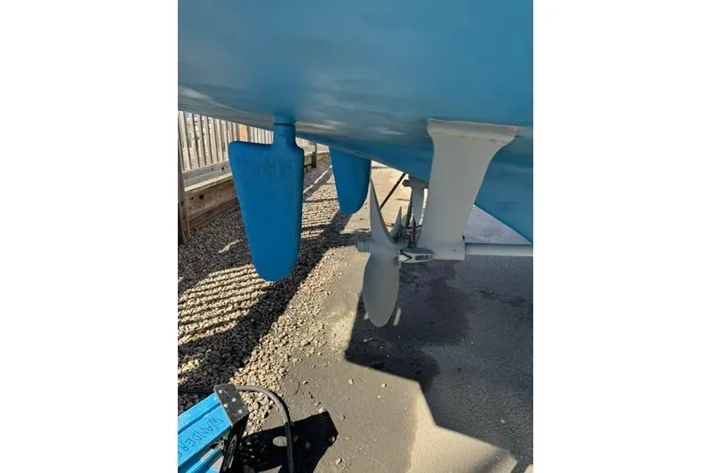 Slide: The Image of Underwater view of 1983 Grand Banks 42 Motoryacht propeller and rudder. - 77