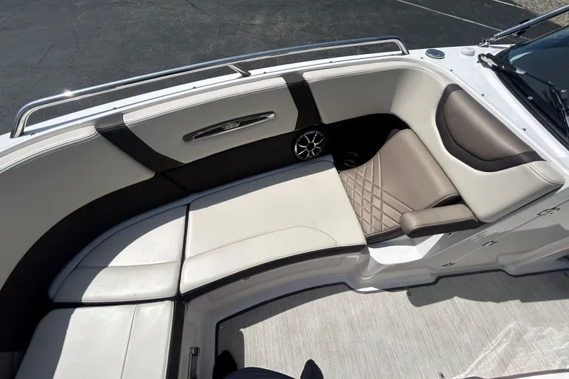 Slide: The Image of 2018 Chaparral 267 SSX boat interior with luxurious seating and modern design. - 13