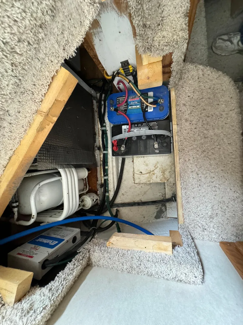 Slide: The Image of Electrical and plumbing setup inside a 2008 Holiday Mansion 37 boat. - 34