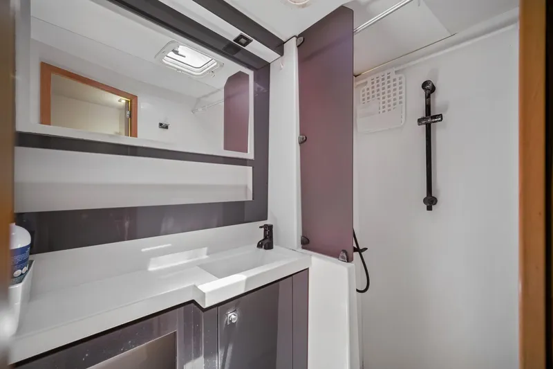 Slide: The Image of Modern bathroom interior on 2014 Fountaine Pajot Helia 44 catamaran. - 34