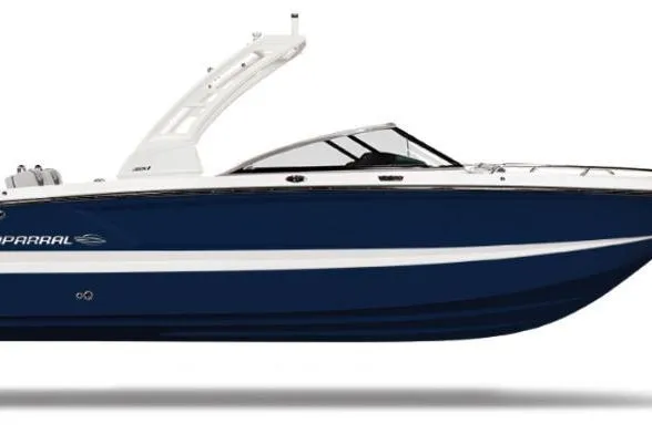 The Image of 2026 Chaparral 250 OSX boat, sleek design, blue hull, white accents, modern features. - 1