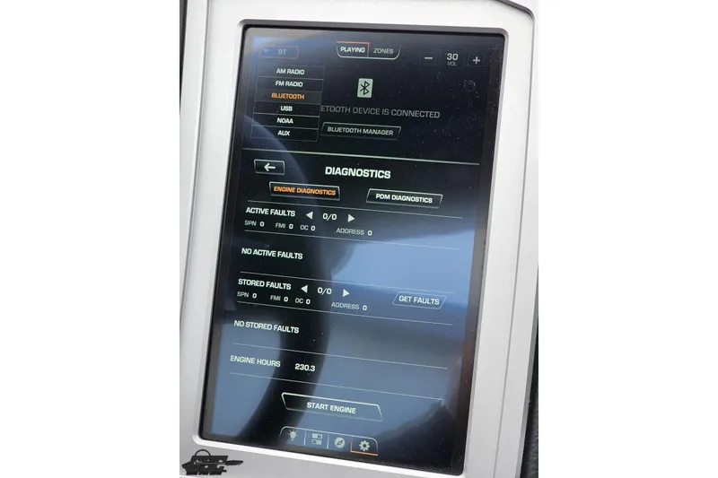 Slide: The Image of 2022 Supra SE 550 touchscreen displaying diagnostics and Bluetooth connectivity options. - 74