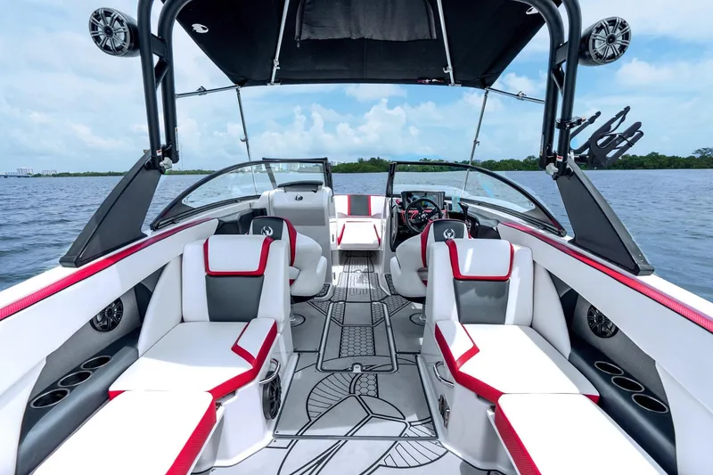 Slide: The Image of Luxurious 2017 Scarab 255 H.O. Impulse boat interior with stylish seating and modern design. - 13