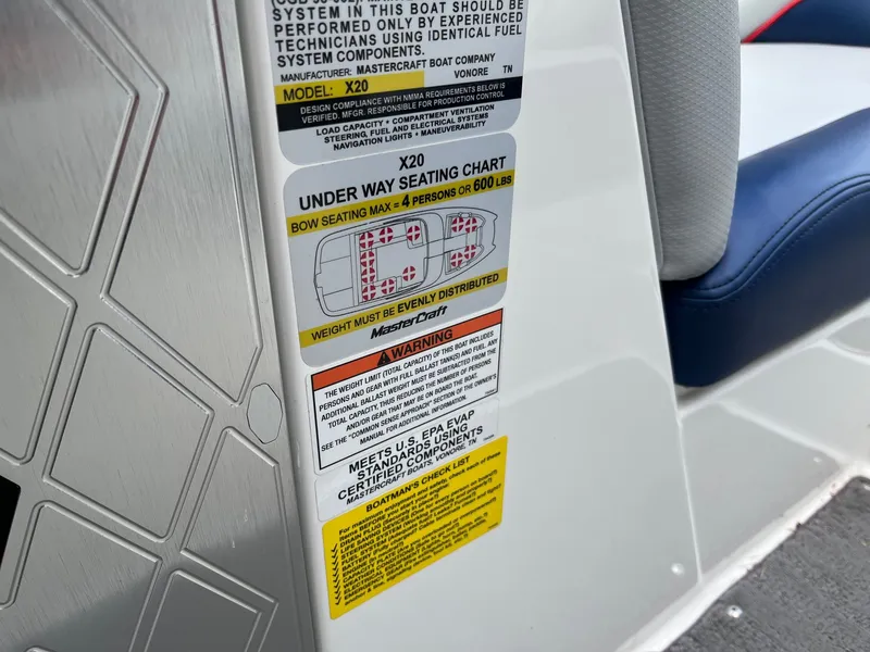 Slide: The Image of Safety and seating instructions for MasterCraft X20 boat, year 2015. - 36