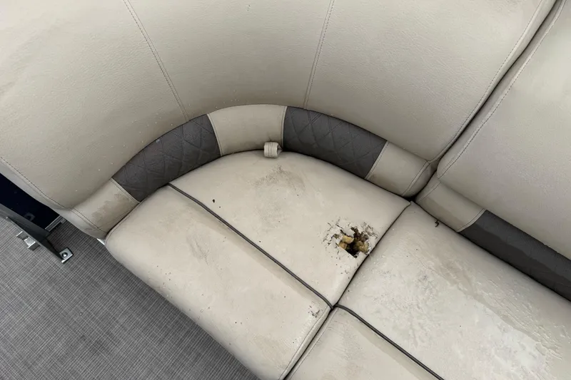 Slide: The Image of Damaged seat on 2021 Sun Tracker Party Barge 20 DLX pontoon boat. - 9