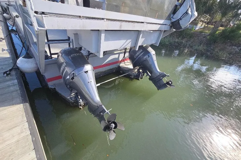 Slide: The Image of 2012 Cool Amphibious Manufacturers International Landing Craft with dual Yamaha outboard motors. - 21