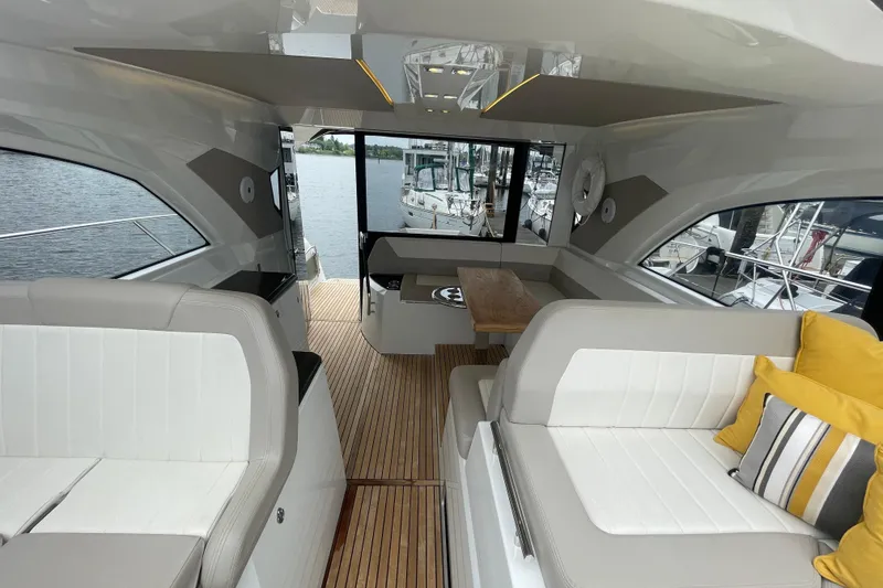 Slide: The Image of Interior of 2017 Jeanneau Leader 46 yacht with elegant seating and wooden flooring - 25