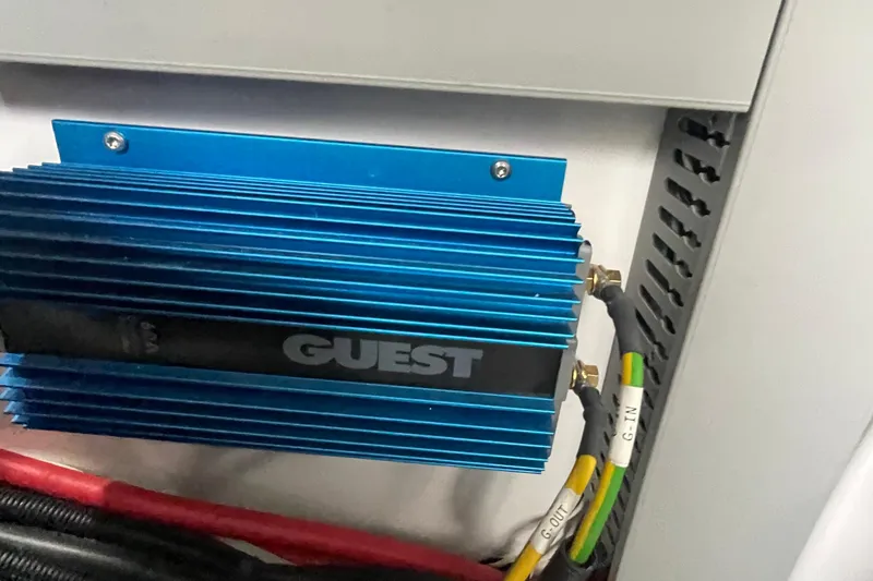 Slide: The Image of Blue electrical component labeled "GUEST" in a 2017 Jeanneau Leader 46 boat. - 66