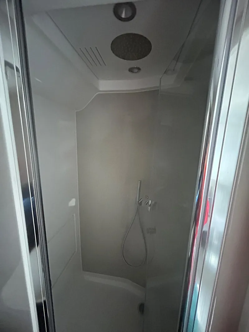 Slide: The Image of 2024 Azimut Verve 48 yacht shower with modern fixtures and sleek design. - 25