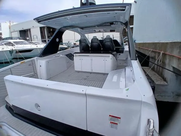 Slide: The Image of 2024 Azimut Verve 42 luxury yacht with sleek design and spacious deck. - 5