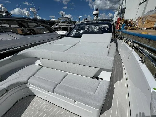 Slide: The Image of 2024 Azimut Verve 42 yacht with spacious sunbathing area and sleek design. - 7