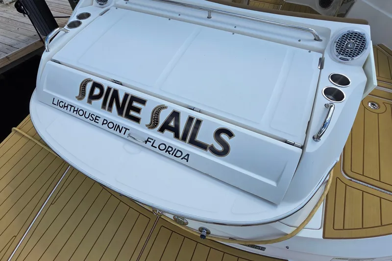Slide: The Image of 2015 Sea Ray SLX 350 boat with "SPINE SAILS" name, Lighthouse Point, Florida. - 18