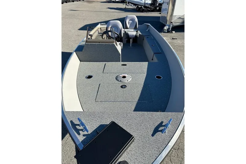 Slide: The Image of 2026 Smoker Craft Angler 16 SC boat interior with seating and storage compartments. - 3