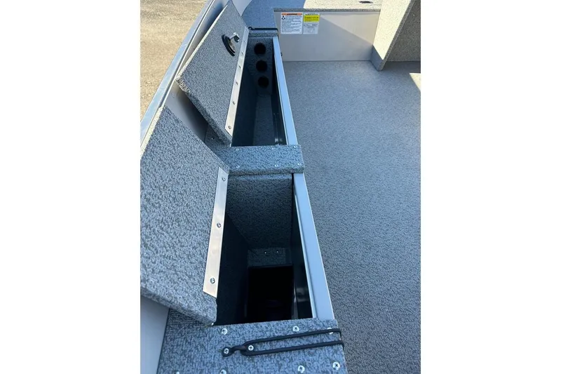 Slide: The Image of 2026 Smoker Craft Angler 16 SC boat interior storage compartments, showcasing ample space and design. - 6