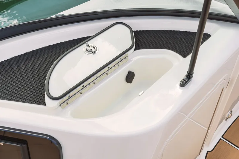 Slide: The Image of Close-up of 2026 Sea Ray SDX 250 Surf boat detail. - 27