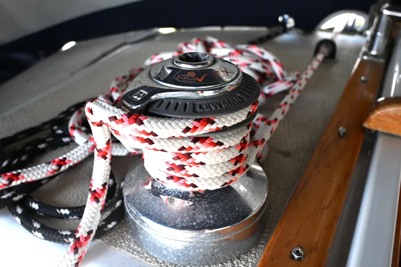 Slide: The Image of Winch with ropes on a 1980 Tartan 37 sailboat deck. - 27