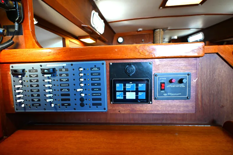 Slide: The Image of Electrical control panel on a 1980 Tartan 37 sailboat interior. - 37
