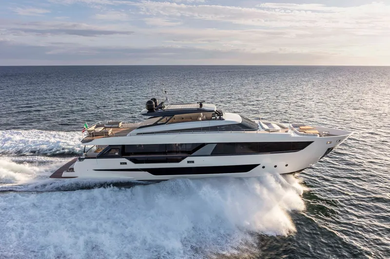 Slide: The Image of Ferretti Yachts 1000 2027 cruising on open sea, luxurious design. - 7