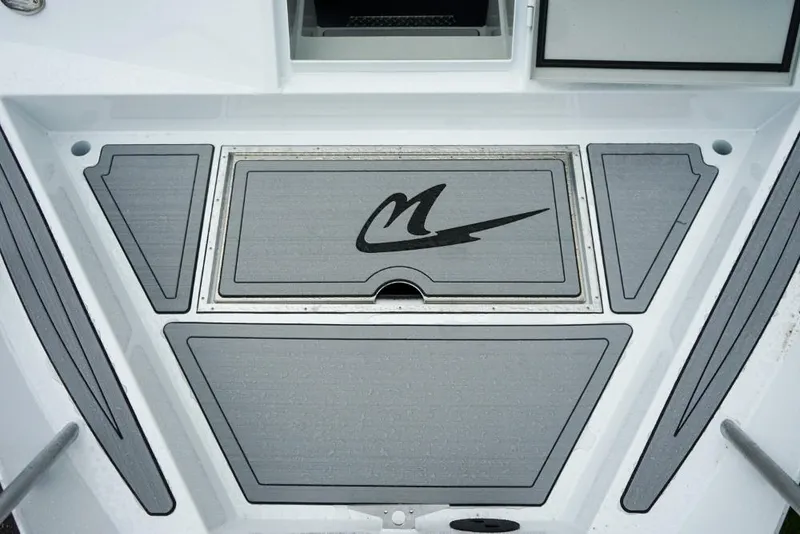 Slide: The Image of 2026 Weldcraft 220 Ocean King deck with storage compartment and logo. - 18